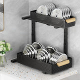 Garvee Set of 2 organizers sottolavello, in metal, estensibile a 2 levels, for kitchen and bagno, nero - Nero