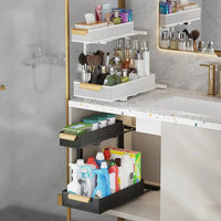 Garvee Set of 2 organizers sottolavello, in metal, estensibile a 2 levels, for kitchen and bagno, nero