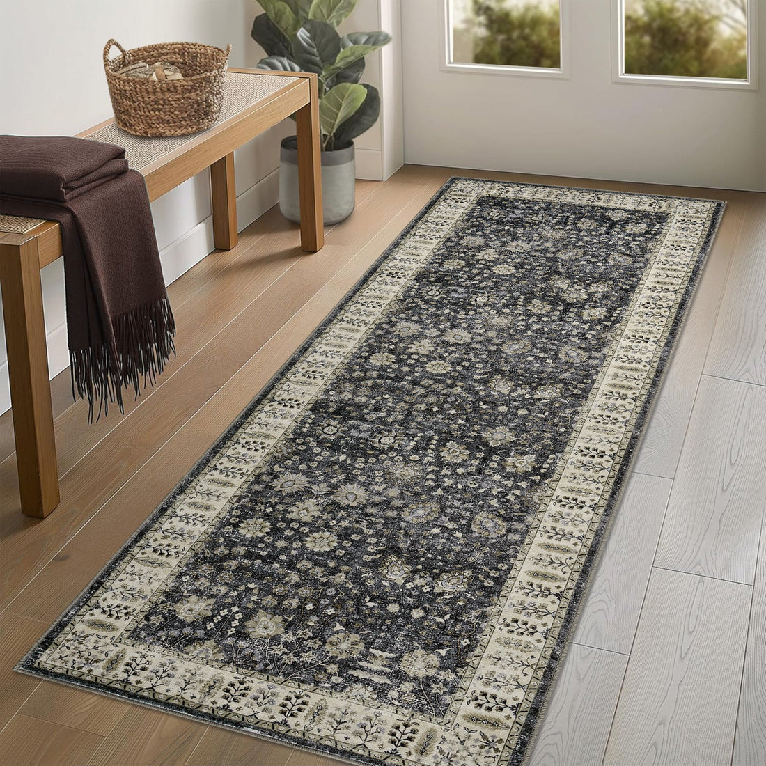 Tappeti marocchini Garvee 80 x 150 cm, tappeto antiscivolo a pelo piatto per soggiorno, camera da letto, cucina, stile boho, misto cotone, materiale in feltro