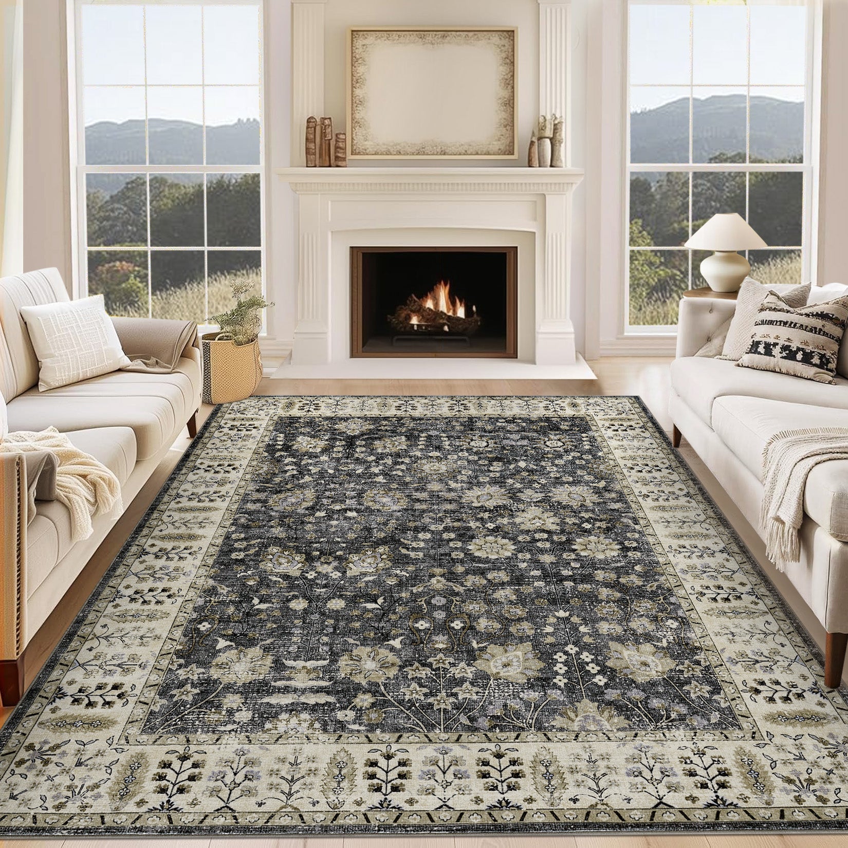 Tappeti marocchini Garvee in feltro misto cotone, pelo piatto, tappeto antiscivolo per soggiorno, camera da letto, cucina, 120x170cm, stile Boho