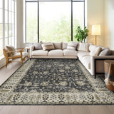 Tappeti marocchini Garvee 240 x 340 cm Tappeto antiscivolo a pelo piatto per soggiorno, camera da letto, cucina, stile boho, misto cotone, materiale in feltro - Nero