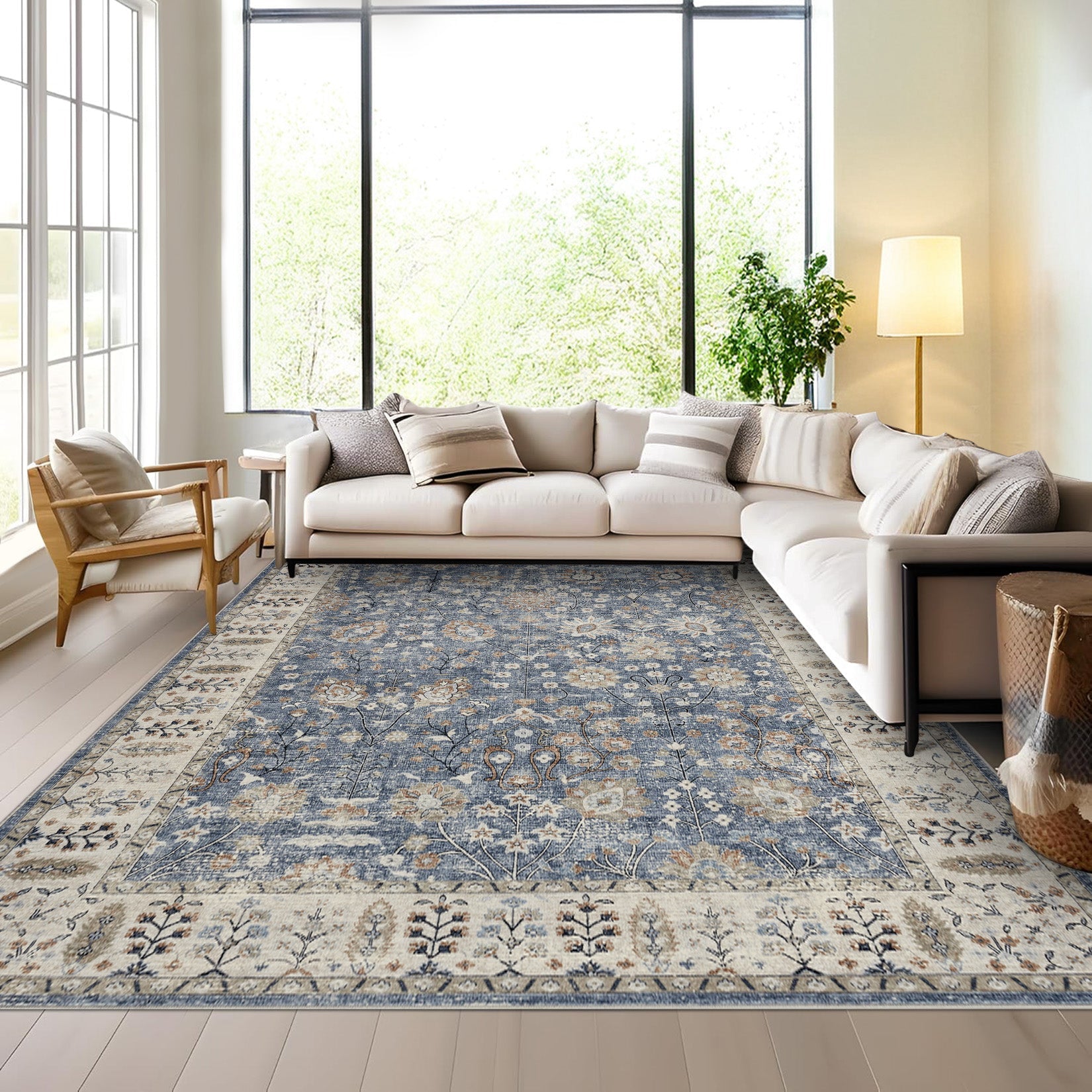 Tappeti marocchini Garvee in misto cotone, pelo piatto, tappeto antiscivolo per soggiorno, camera da letto, cucina, 120x170cm, stile boho