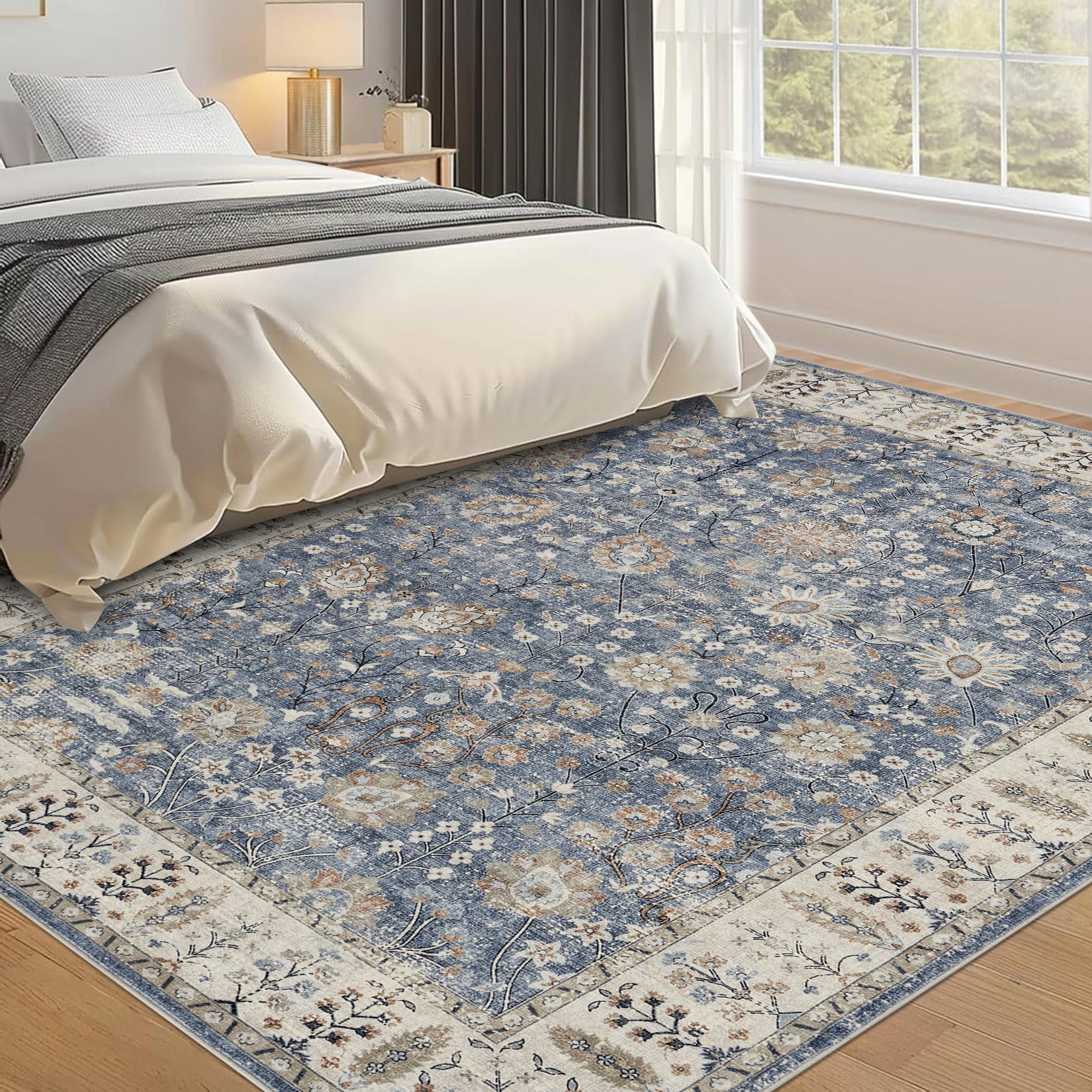 Tappeto marocchino Garvee 120x170cm in stile boho, antiscivolo, lavabile in lavatrice, misto cotone, soggiorno, camera da letto, cucina