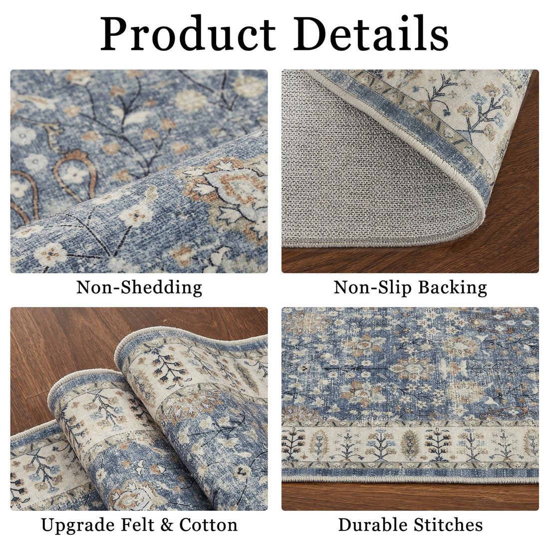 Tappeti marocchini Garvee in misto cotone, pelo piatto, tappeto antiscivolo per soggiorno, camera da letto, cucina, 120x170cm, stile boho