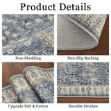 Tappeto marocchino Garvee 240x340cm in misto cotone antiscivolo per soggiorno, camera da letto, stile boho - Blu