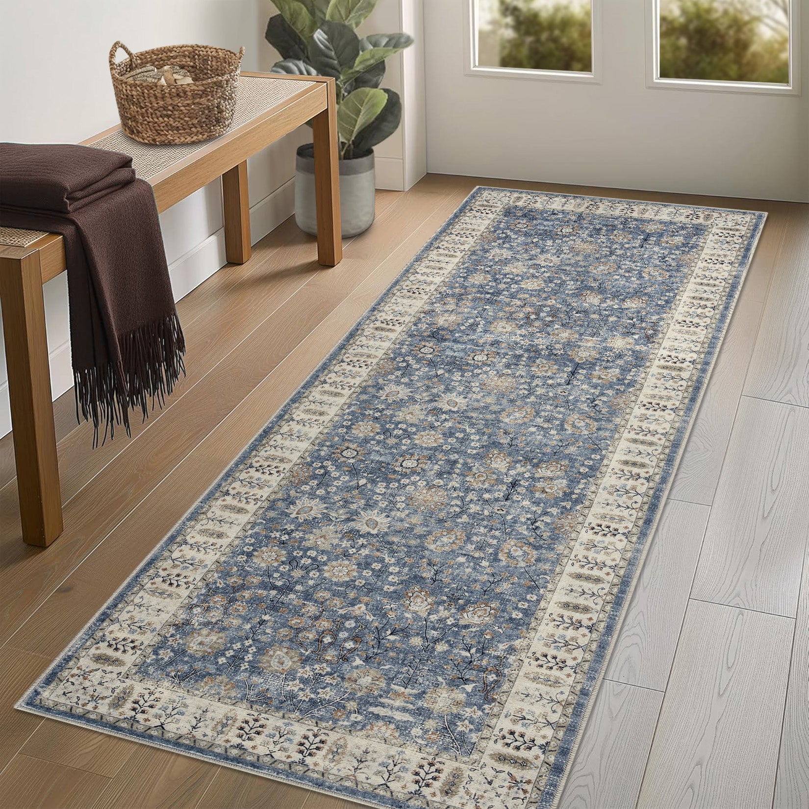 Tappeto marocchino Garvee 80x150cm in misto cotone antiscivolo in stile boho per soggiorno e corridoio