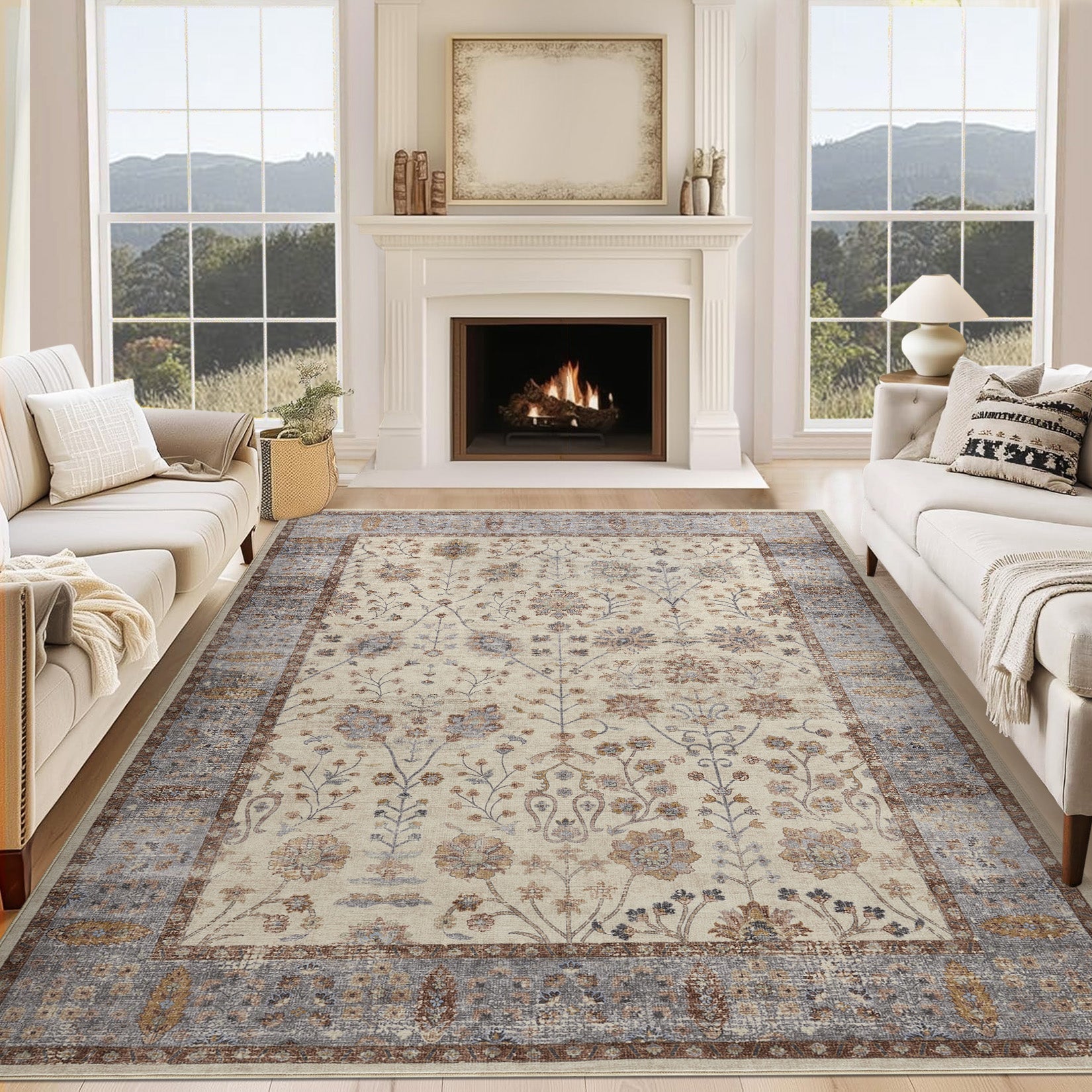 Tappeti marocchini Garvee in feltro misto cotone, pelo corto, tappeto antiscivolo per soggiorno, camera da letto, cucina, 200x290cm, stile Boho