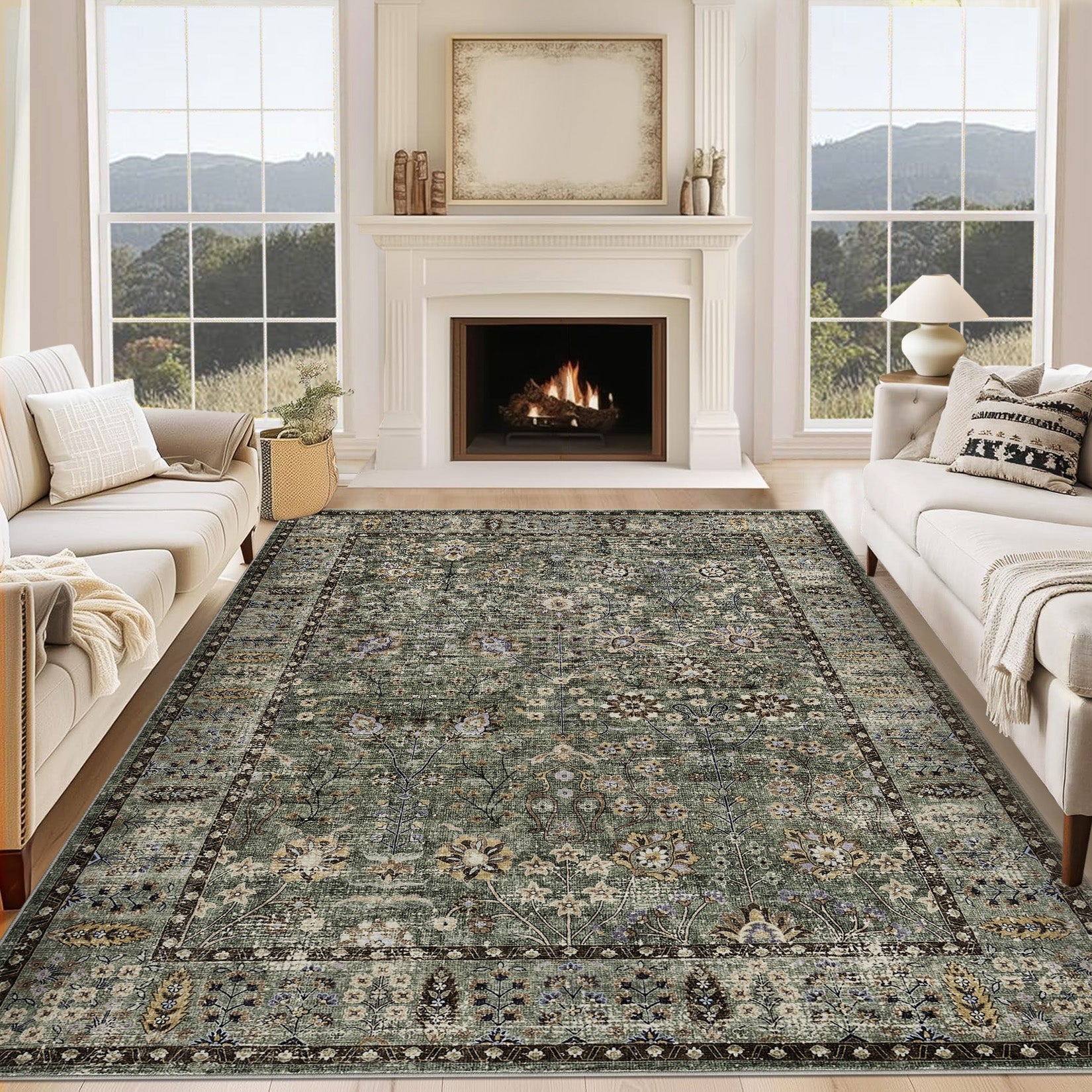 Tappeti marocchini Garvee in misto cotone, pelo piatto, tappeto antiscivolo per soggiorno, camera da letto, cucina, 200x290cm, stile boho