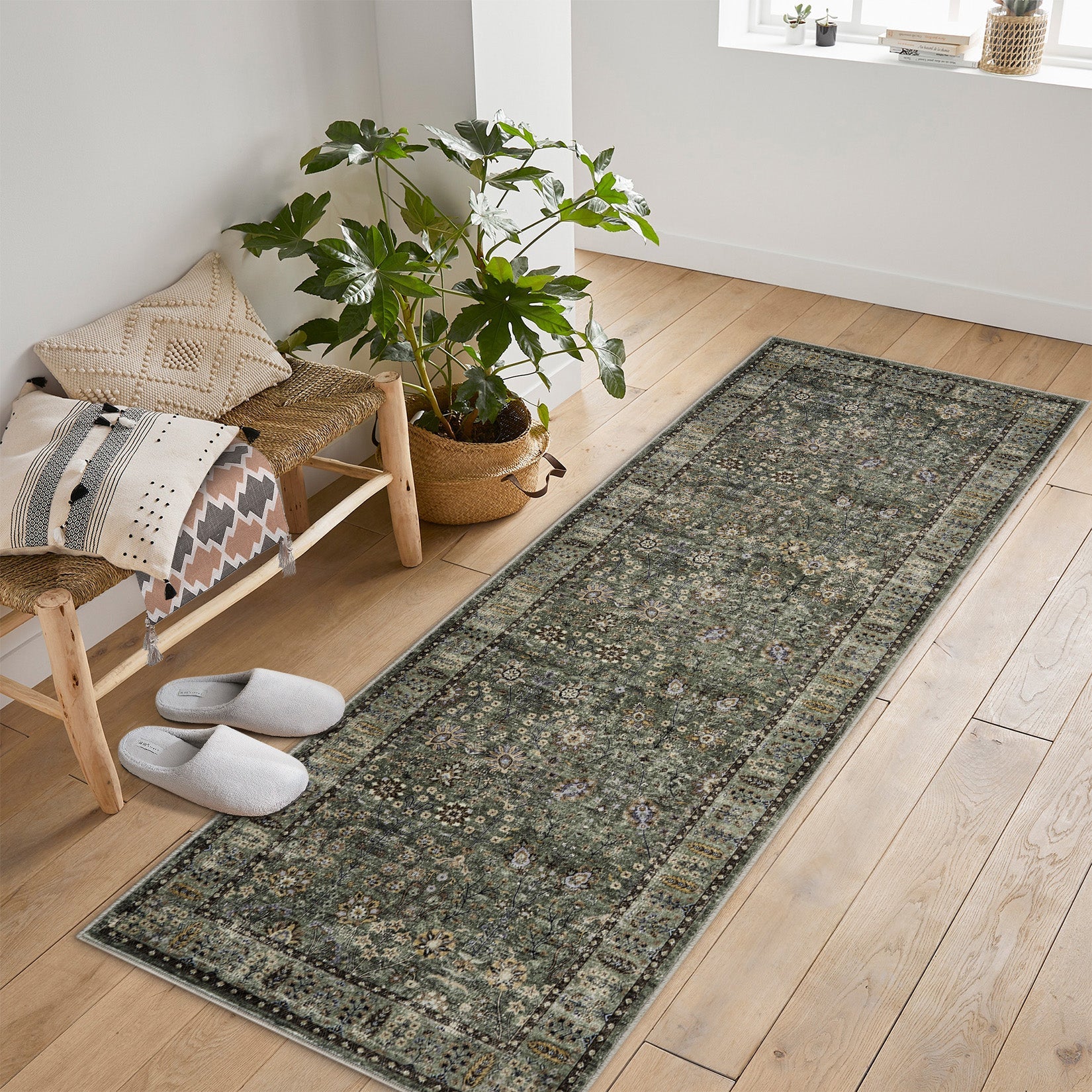 Tappeto marocchino Garvee 80x150cm in misto cotone antiscivolo per soggiorno e cucina, stile boho