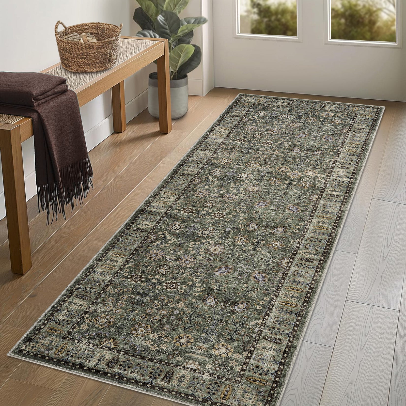 Tappeto marocchino Garvee 80x150cm in misto cotone antiscivolo per soggiorno e cucina, stile boho