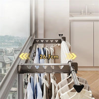 Asciugatrice da parete Garvee, estensibile 62,3-115 cm, bianco, salvaspazio, con 7 clip, per uso interno ed esterno