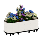 GARVEE Orto Rialzato Mobile 195 × 60 × 50 cm in Acciaio Zincato Bianco Latte, con Riserva d'Acqua, Ruote e Capacità 180 L - Bianco latte