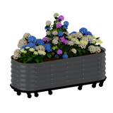 GARVEE Orto Rialzato Mobile 150 × 60 × 70 cm in Acciaio Zincato Verde, con Riserva d'Acqua, Pannelli Ondulati e Ruote Bloccabili - Verde