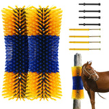 Set di spazzole per tiragraffi per bestiame Garvee Extra Large per cavalli e bovini Materiale robusto Facile da montare - Blu-Giallo 2