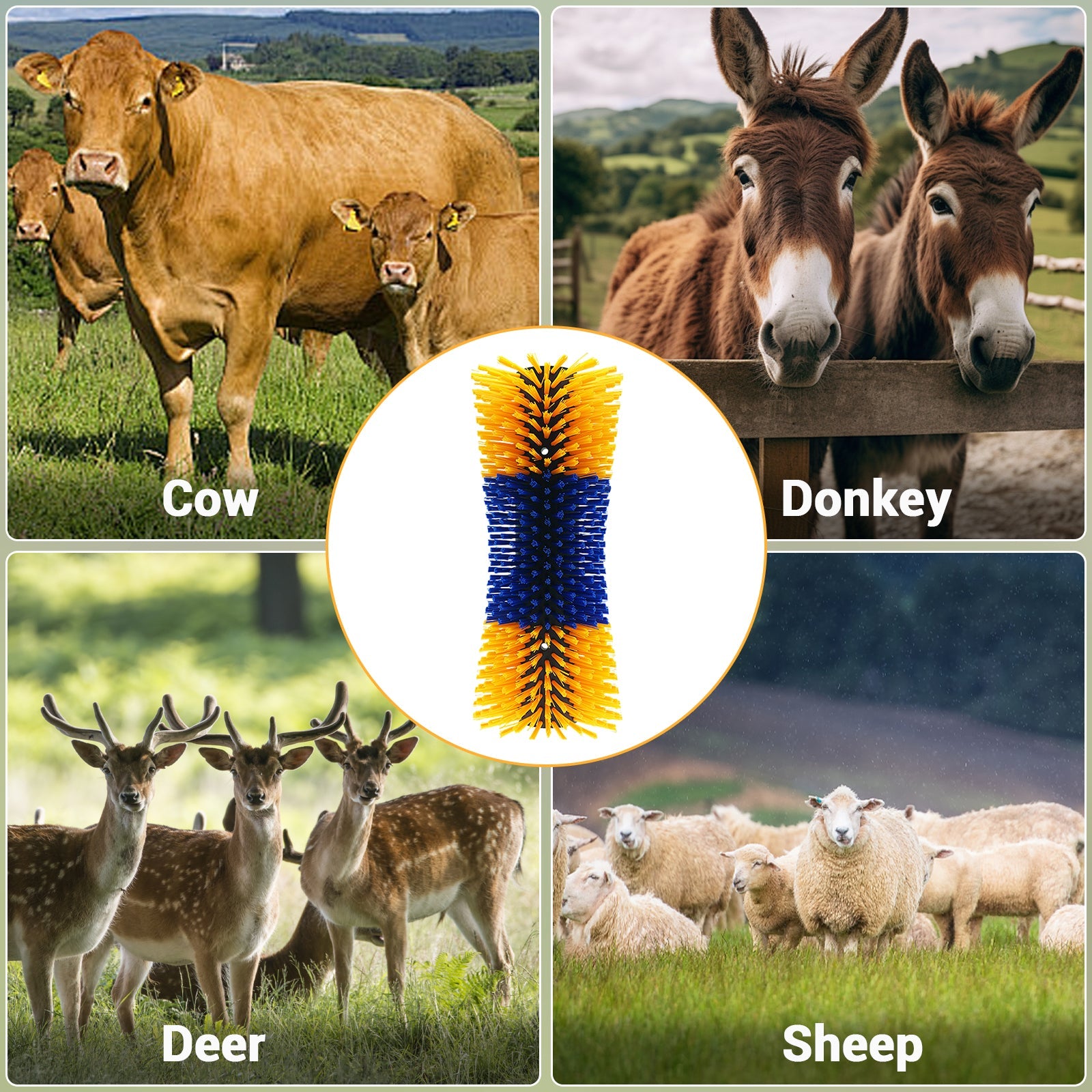 Set di spazzole tiragraffi extra large Garvee Livestock per cavalli e bovini, blu-verde, resistenti, in plastica, facili da montare