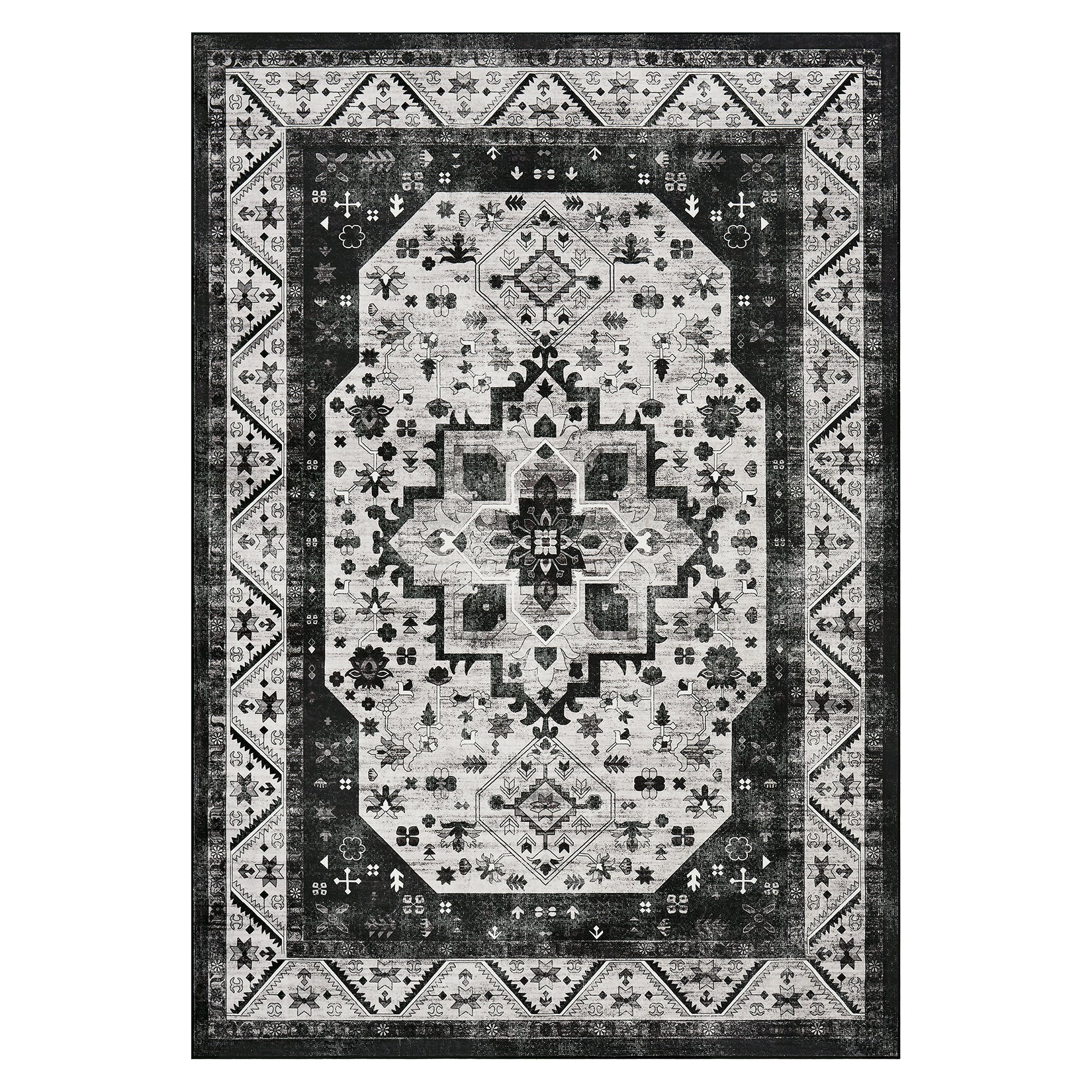 Tappeto vintage boho Garvee 80x150 cm, antiscivolo, lavabile, morbido, a pelo corto, in finto cashmere, per soggiorno, camera da letto