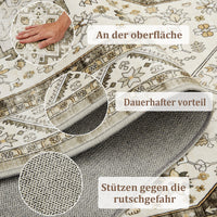 Tappeto vintage boho Garvee 80 x 150 cm, antiscivolo, lavabile, morbido, a pelo corto, per soggiorno, camera da letto, ufficio, design marocchino, finto cashmere, grigio-marrone