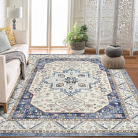 Tappeto Garvee Vintage Boho 80x150cm – Tappeto lavabile a pelo corto con supporto antiscivolo in TPR per soggiorno, camera da letto e ufficio
