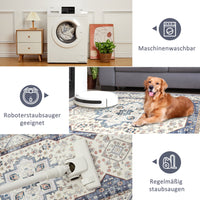 Tappeto Garvee Vintage Boho 80x150cm – Tappeto lavabile a pelo corto con supporto antiscivolo in TPR per soggiorno, camera da letto e ufficio