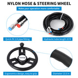 Garvee Kit Sterzo Idraulico 300HP Per Barca, Cilindri Bloccaggio Bidirezionale, Volante 34,3 cm, Tubo Nylon Alta Resistenza, Alluminio Anticorrosione