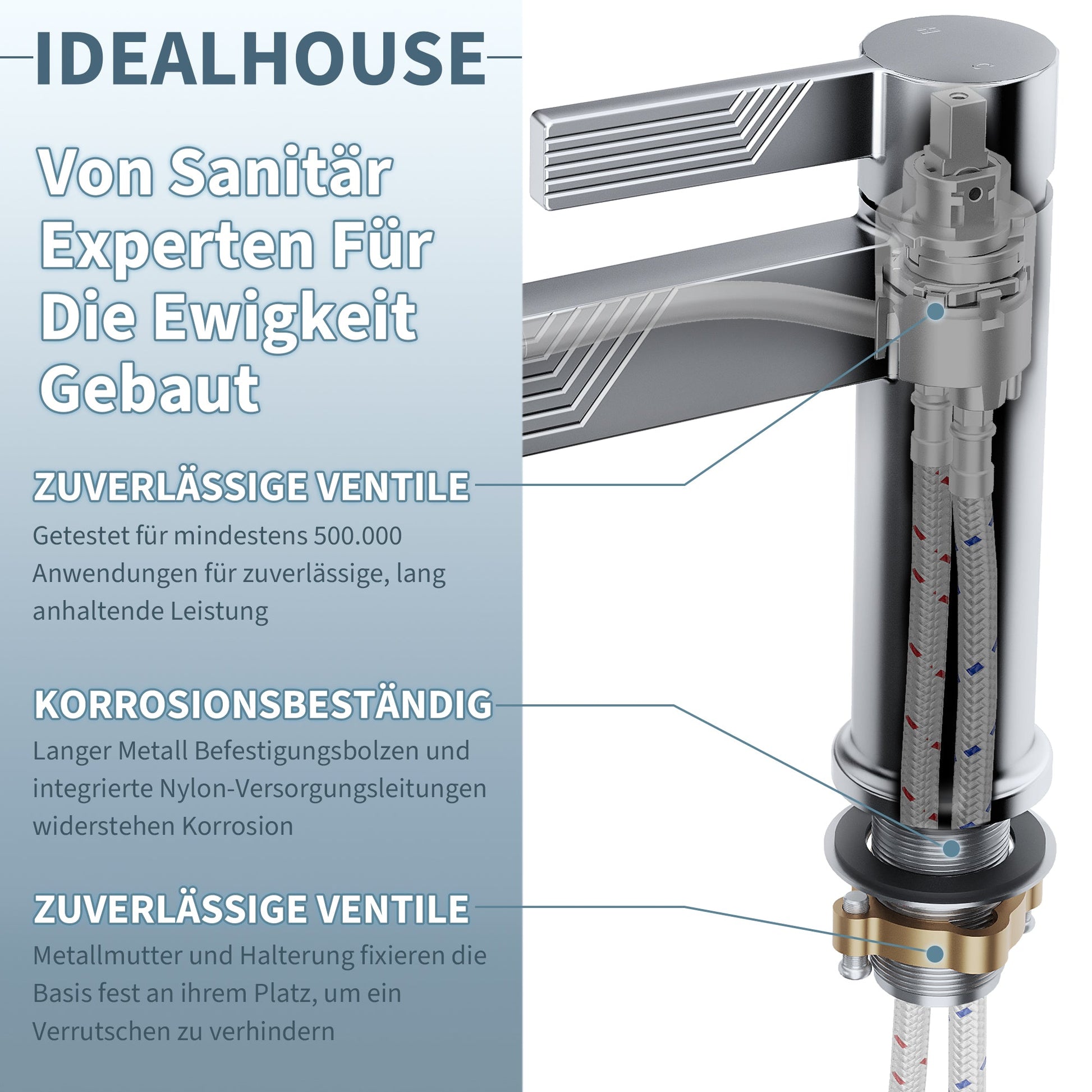 Rubinetto per lavabo cromato Garvee, miscelatore monocomando, rubinetto per bagno, altezza beccuccio 10,8 cm, acciaio inossidabile, montaggio monocomando, facile installazione, moderno