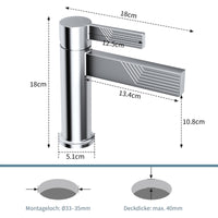 Rubinetto per lavabo cromato Garvee, miscelatore monocomando, rubinetto per bagno, altezza beccuccio 10,8 cm, acciaio inossidabile, montaggio monocomando, facile installazione, moderno