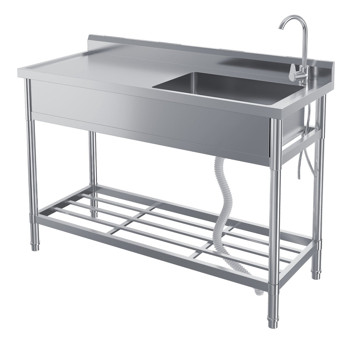 Garvee 120cm Lavello Autoportante in Acciaio Inox 304 Vasca Singola con Gambe Regolabili per Cucina e Garage