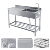 Lavello indipendente Garvee da 47 pollici in acciaio inossidabile 304, vasca singola con gambe regolabili per cucina e garage
