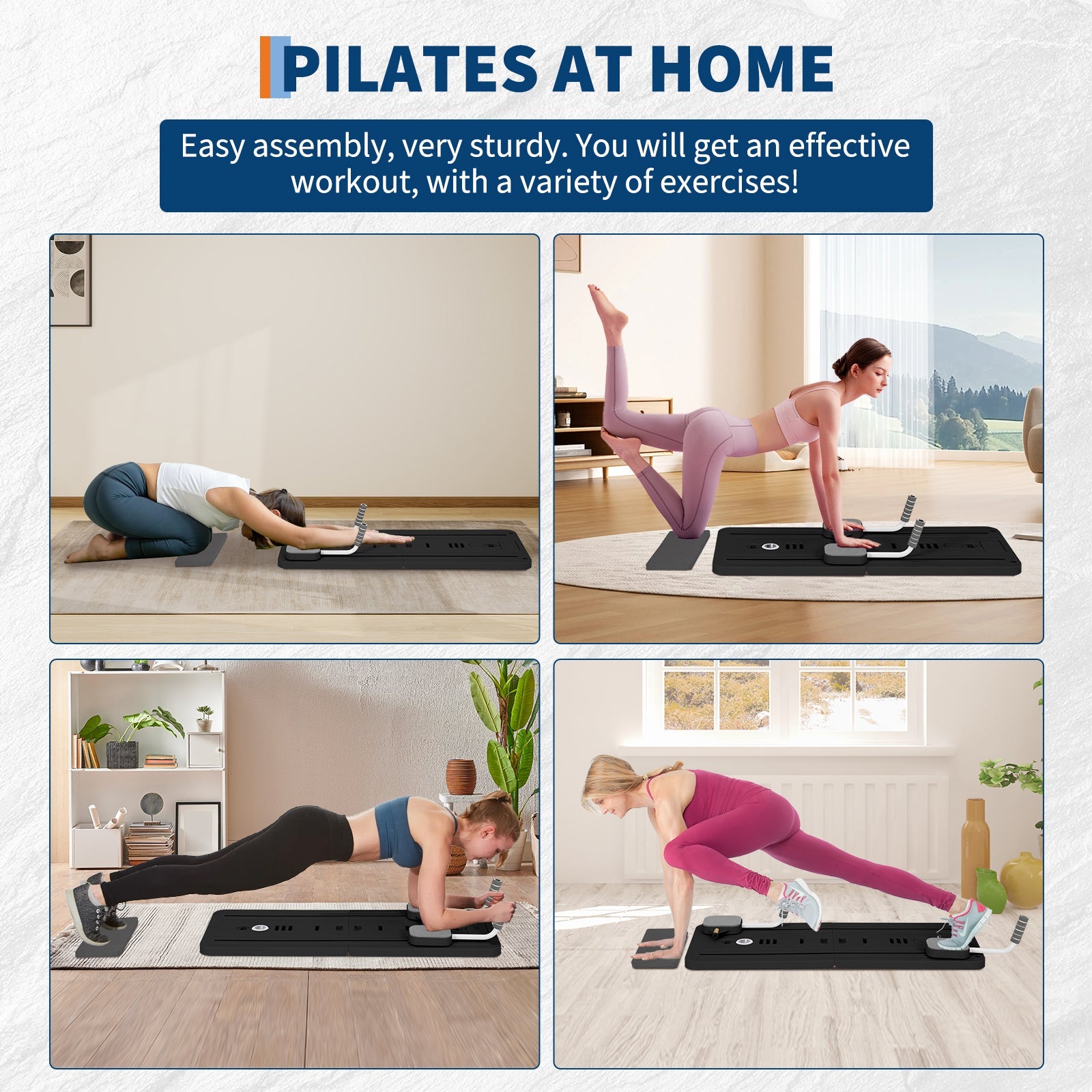 Garvee, macchina portatile per Pilates Reformer, multifunzione, rullo addominale automatico per casa e palestra, leggero, pieghevole, stabile, in materiale PP