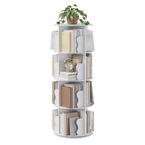 Libreria girevole a 4 ripiani Garvee realizzata in MDF P2 di alta qualità per soggiorno, ufficio, camera da letto, girevole a 360°, salvaspazio, 46,5 cm di profondità x 46,5 cm di larghezza x 137 cm di altezza. - Bianco