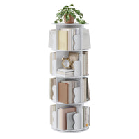 Libreria girevole a 4 ripiani Garvee realizzata in MDF P2 di alta qualità per soggiorno, ufficio, camera da letto, girevole a 360°, salvaspazio, 46,5 cm di profondità x 46,5 cm di larghezza x 137 cm di altezza.