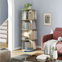 Libreria girevole a 4 ripiani Garvee, girevole a 360°, in MDF, robusta, salvaspazio, per soggiorno e ufficio, nera