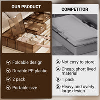 Contenitori portaoggetti sottoletto in plastica trasparente Garvee con ruote, pieghevoli, ampio spazio di archiviazione per camere da letto e piccoli spazi