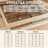 Contenitori portaoggetti sottoletto in plastica trasparente Garvee con ruote, pieghevoli, ampio spazio di archiviazione per camere da letto e piccoli spazi