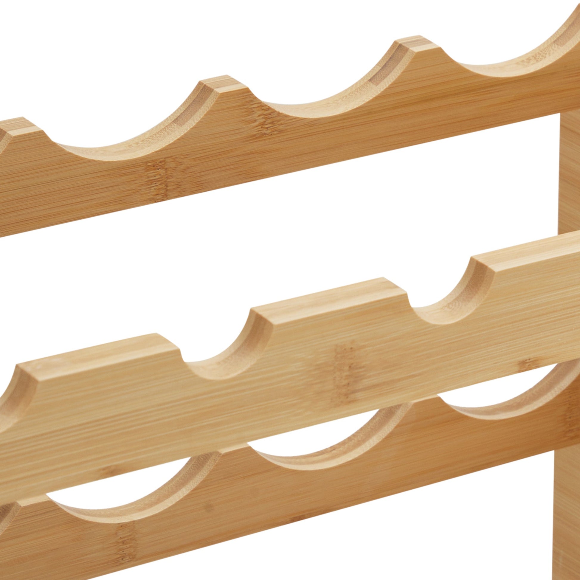 Portabottiglie Garvee da 36 bottiglie impilabile in legno massello per cucina e bar, 4 ripiani in legno naturale