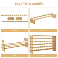 Portabottiglie Garvee, 36 bottiglie, impilabile, in legno massello, 4 ripiani, compatto, finitura naturale, per cucina e bar
