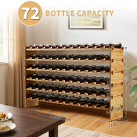 Portabottiglie Garvee, 36 bottiglie, impilabile, in legno massello, 4 ripiani, compatto, finitura naturale, per cucina e bar