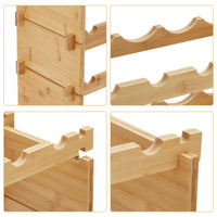 Portabottiglie Garvee, 36 bottiglie, impilabile, in legno massello, 4 ripiani, compatto, finitura naturale, per cucina e bar