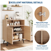 Credenza con ripiani regolabili Garvee Fluted Storage Cabinet, per soggiorno e cucina, gambe in legno pregiato 3D, struttura in metallo, nero