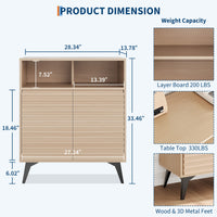 Credenza con ripiani regolabili Garvee Fluted Storage Cabinet, per soggiorno e cucina, gambe in legno pregiato 3D, struttura in metallo, nero