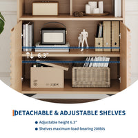 Credenza con ripiani regolabili Garvee Fluted Storage Cabinet, per soggiorno e cucina, gambe in legno pregiato 3D, struttura in metallo, nero