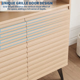 Credenza con ripiani regolabili Garvee Fluted Storage Cabinet, per soggiorno e cucina, gambe in legno pregiato 3D, struttura in metallo, nero - Come mostrato
