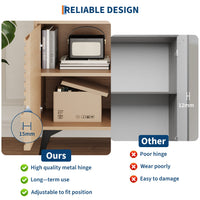 Credenza con ripiani regolabili Garvee Fluted Storage Cabinet, per soggiorno e cucina, gambe in legno pregiato 3D, struttura in metallo, nero