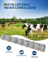 Garvee Recinzione per Allevamento Bestiame 1,5x100 m Filo Zincato 14 Gauge Resistente e Sicura Maglia Graduata per Capre, Cervi, Maiali Fattoria Giardino