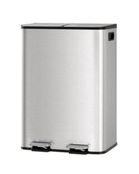 Pattumiera doppia Garvee da 2x8 galloni in acciaio inossidabile con coperchio per cucina e ufficio, argento, compatta e resistente