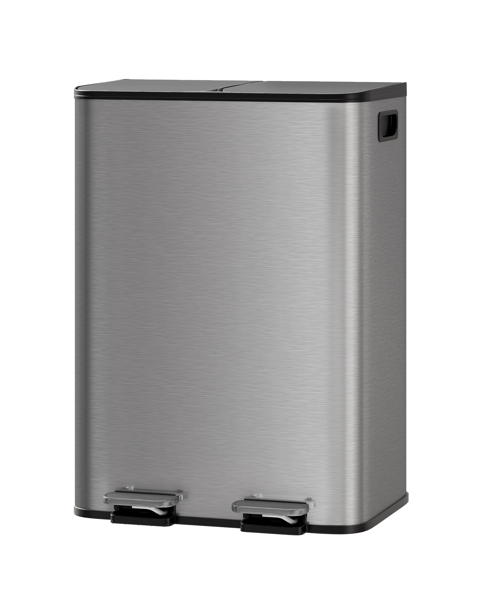 Pattumiera doppia Garvee da 2x8 galloni in acciaio inossidabile con coperchio per cucina e ufficio, grigio opaco, resistente e antigraffio, chiusura ammortizzata, compatta