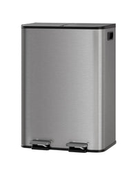 Pattumiera doppia Garvee da 2x8 galloni in acciaio inossidabile con coperchio per cucina e ufficio, grigio opaco, resistente e antigraffio, chiusura ammortizzata, compatta