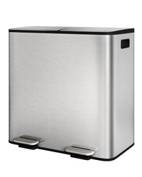 Pattumiera doppia Garvee in acciaio inox 2x10,6 galloni con coperchio e pedale per cucina e ufficio, 25,32x15,83x25,20 pollici, argento