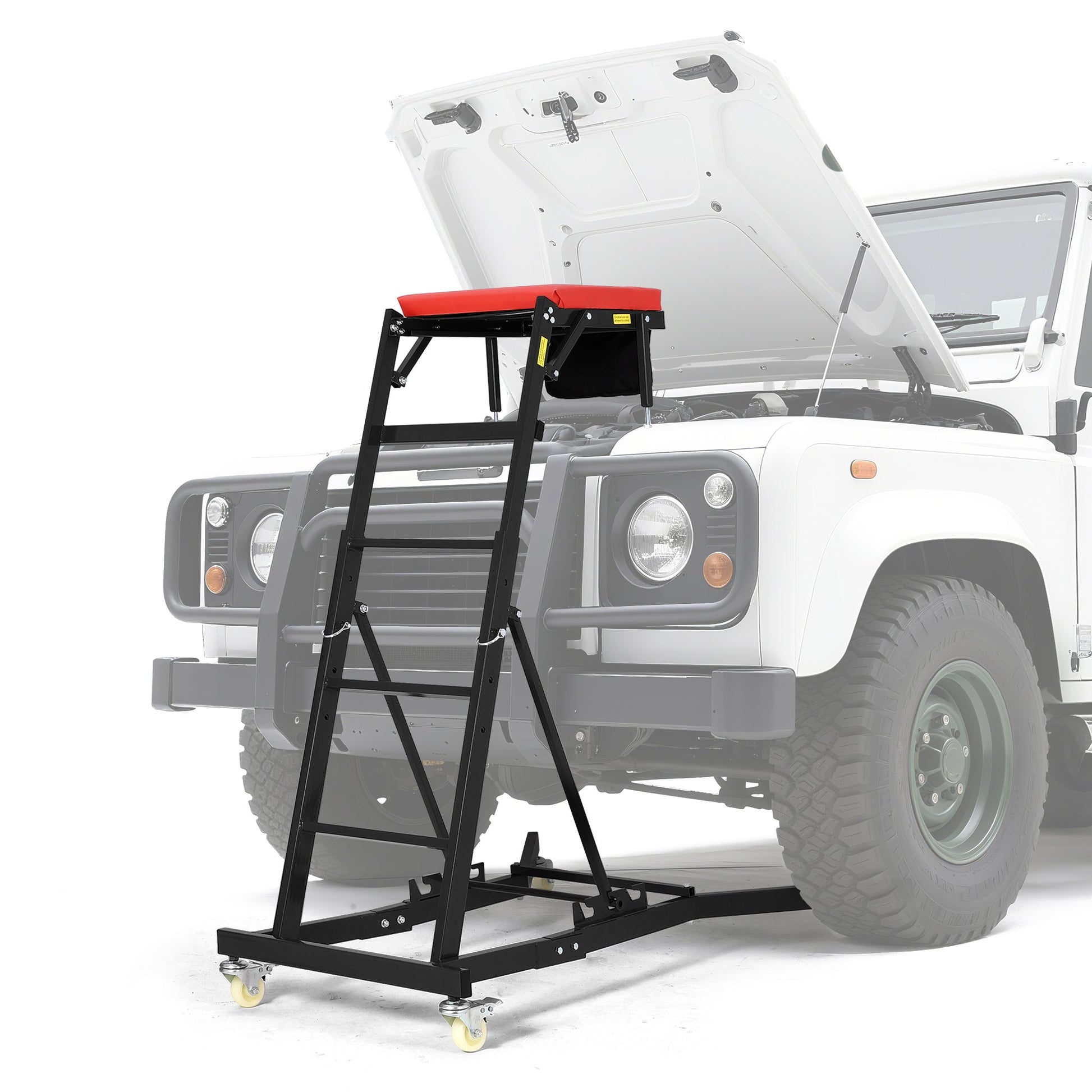 Carrello per auto Garvee con capacità di carico di 400 libbre, regolabile, telaio in acciaio, imbottito, per ufficio e garage, nero