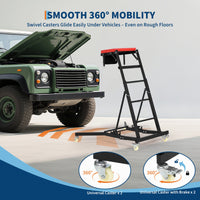 Carrello per auto Garvee con capacità di carico di 400 libbre, regolabile, telaio in acciaio, imbottito, per ufficio e garage, nero